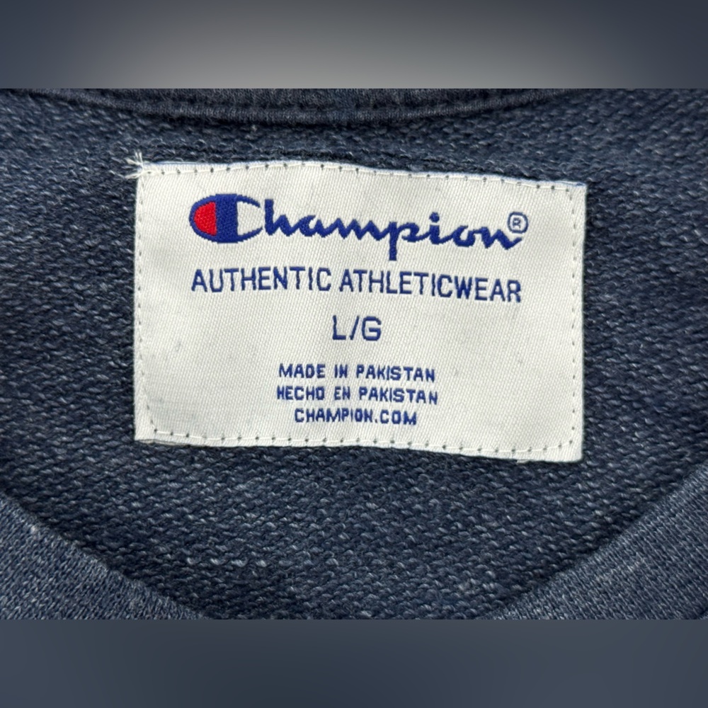 Champion Women's Blue All Over Stars and Logo Long Sleeve Pullover Tee, Size L - Picture 6 of 9